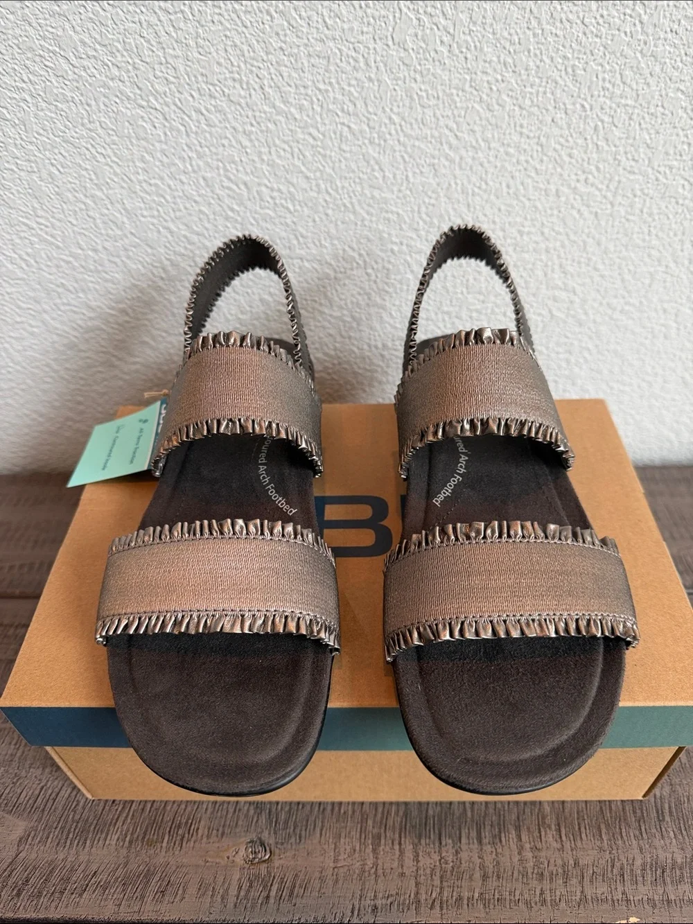 JBU Azores Gunmetal Fringe Strap Women’s Sandals NIB